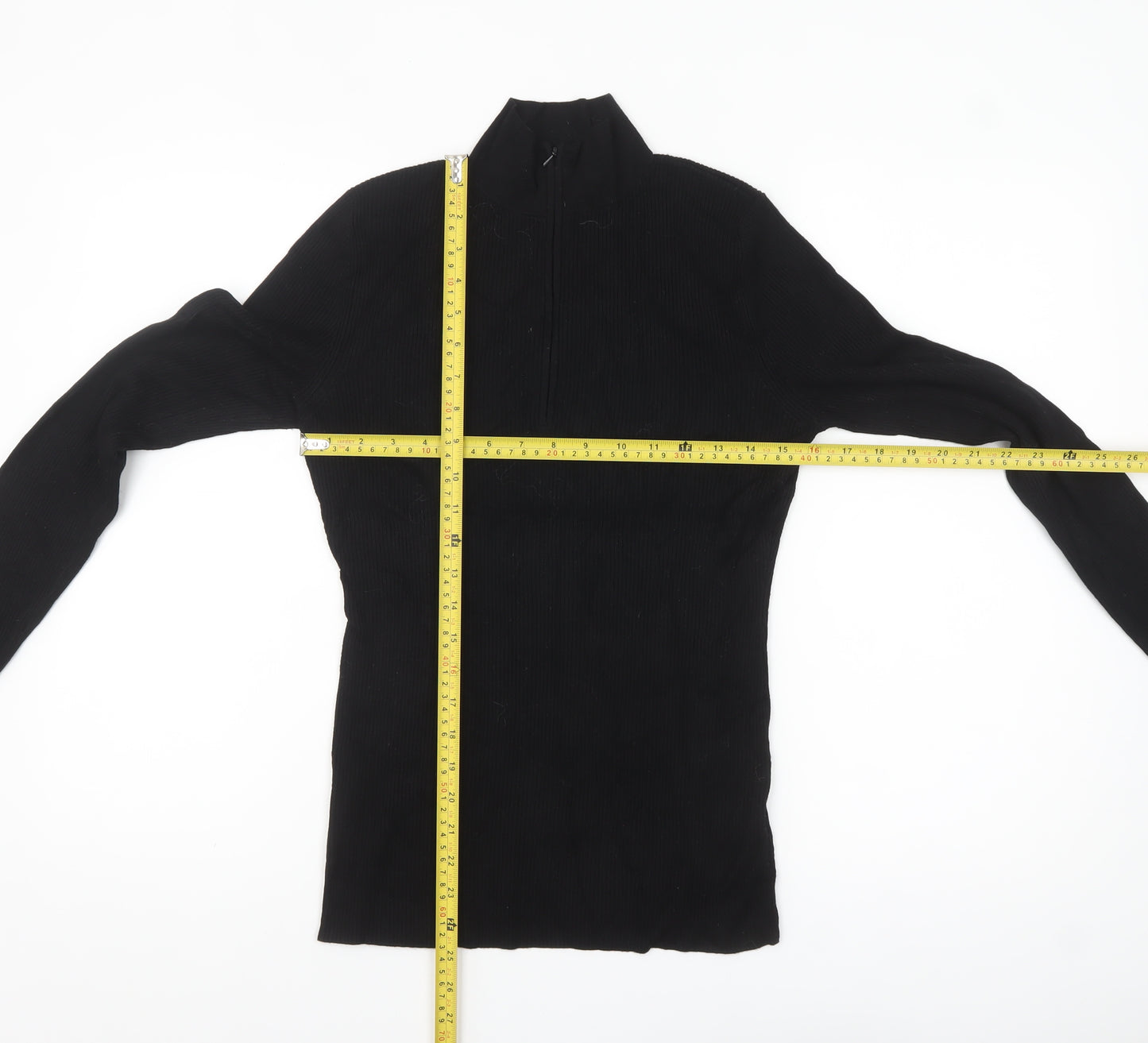Karen Millen Women's Black High Neck Half Zip Knit Jumper L