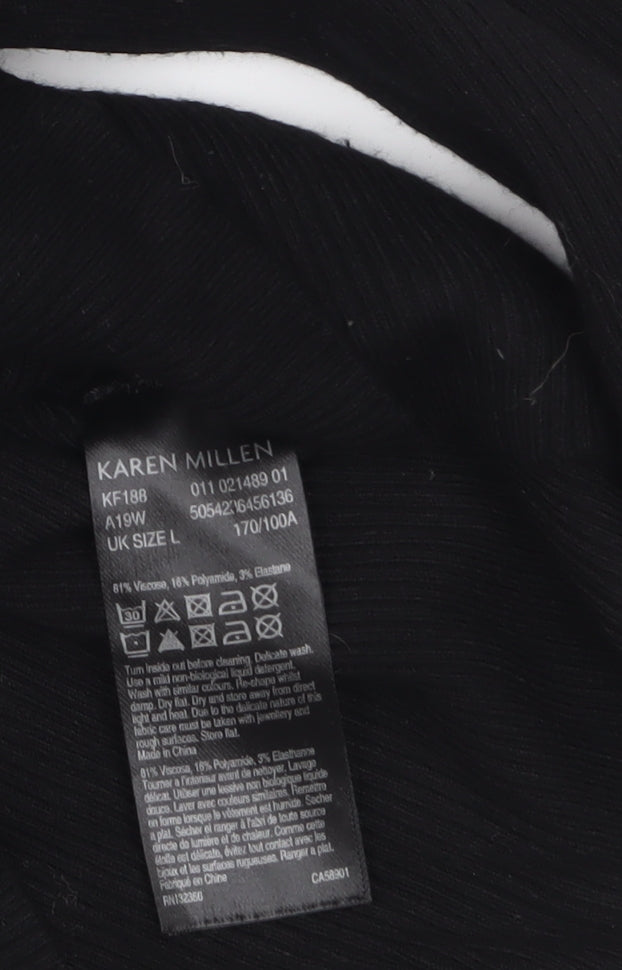 Karen Millen Women's Black High Neck Half Zip Knit Jumper L