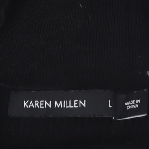 Karen Millen Women's Black High Neck Half Zip Knit Jumper L