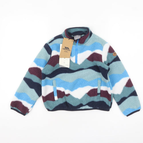 Trespass Kids Blue Multicoloured Fleece Half Zip Pullover Sweatshirt 3-4 Years