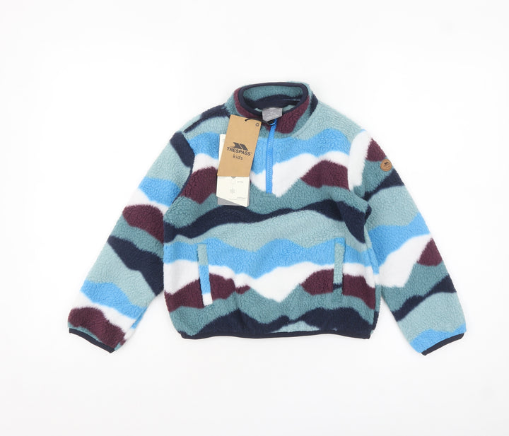 Trespass Kids Blue Multicoloured Fleece Half Zip Pullover Sweatshirt 3-4 Years