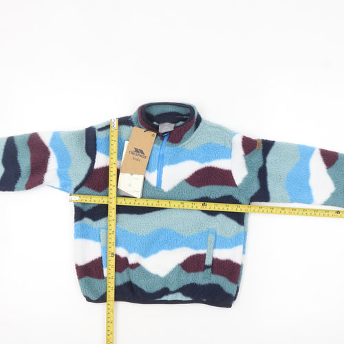 Trespass Kids Blue Multicoloured Fleece Half Zip Pullover Sweatshirt 3-4 Years