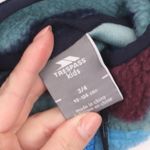 Trespass Kids Blue Multicoloured Fleece Half Zip Pullover Sweatshirt 3-4 Years