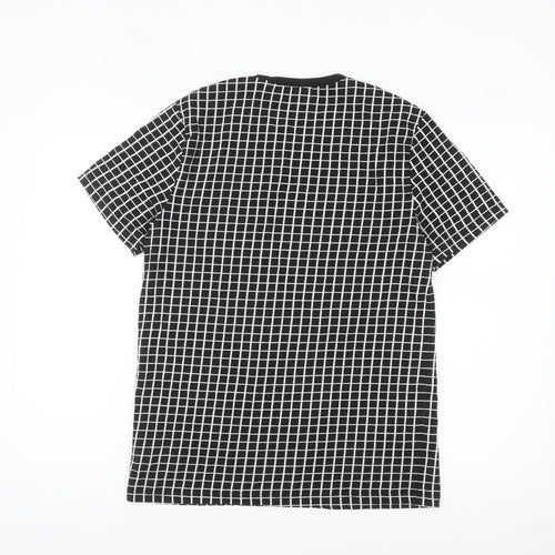 Topman Men's Black Check Short Sleeve Crew Neck T-Shirt Size S
