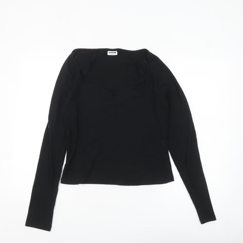 Noisy May Womens Black Sweetheart Neck Slim Fit Long Sleeve Top Size L
