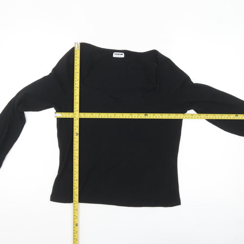 Noisy May Womens Black Sweetheart Neck Slim Fit Long Sleeve Top Size L