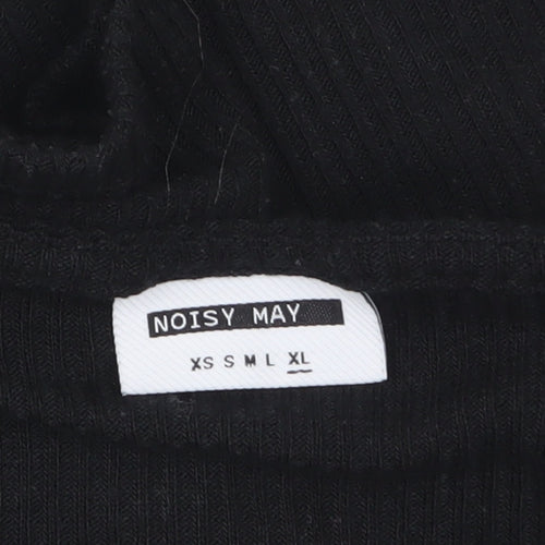 Noisy May Womens Black Sweetheart Neck Slim Fit Long Sleeve Top Size L