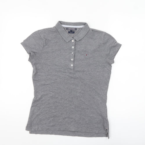 Tommy Hilfiger Women Grey Slim Fit Polo Shirt M Classic Casual