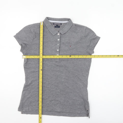 Tommy Hilfiger Women Grey Slim Fit Polo Shirt M Classic Casual