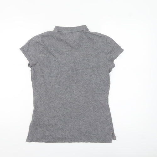 Tommy Hilfiger Women Grey Slim Fit Polo Shirt M Classic Casual