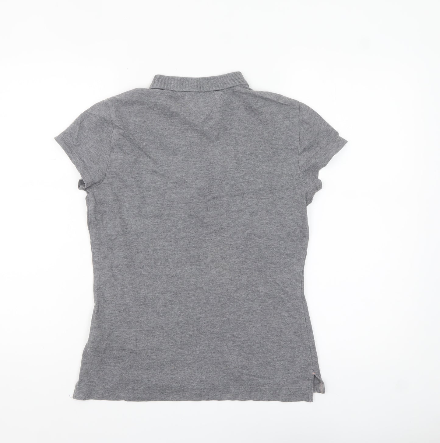 Tommy Hilfiger Women Grey Slim Fit Polo Shirt M Classic Casual