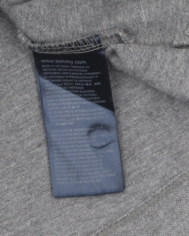 Tommy Hilfiger Women Grey Slim Fit Polo Shirt M Classic Casual