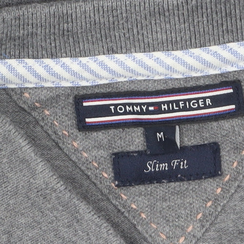 Tommy Hilfiger Women Grey Slim Fit Polo Shirt M Classic Casual