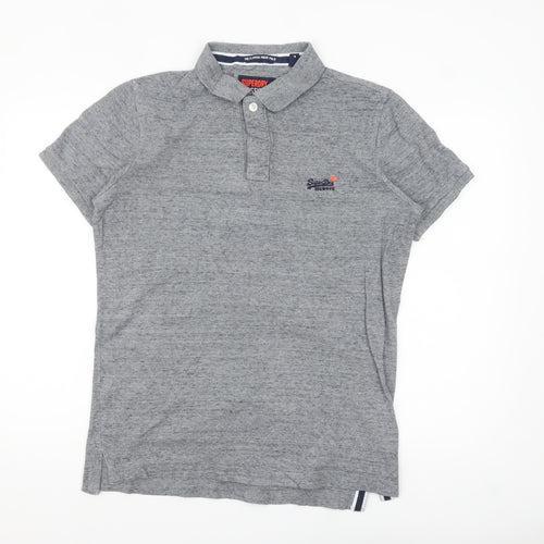 Superdry Men's Grey Classic Piqué Polo Shirt Size L