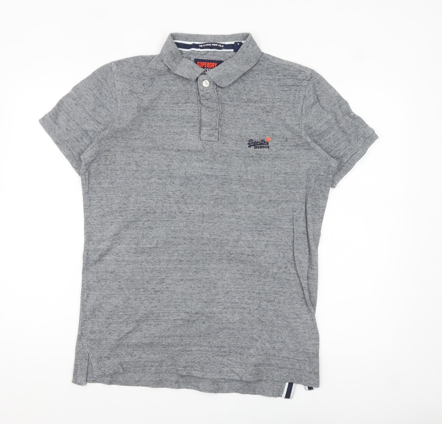 Superdry Men's Grey Classic Piqué Polo Shirt Size L