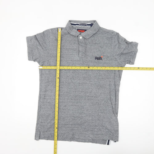 Superdry Men's Grey Classic Piqué Polo Shirt Size L
