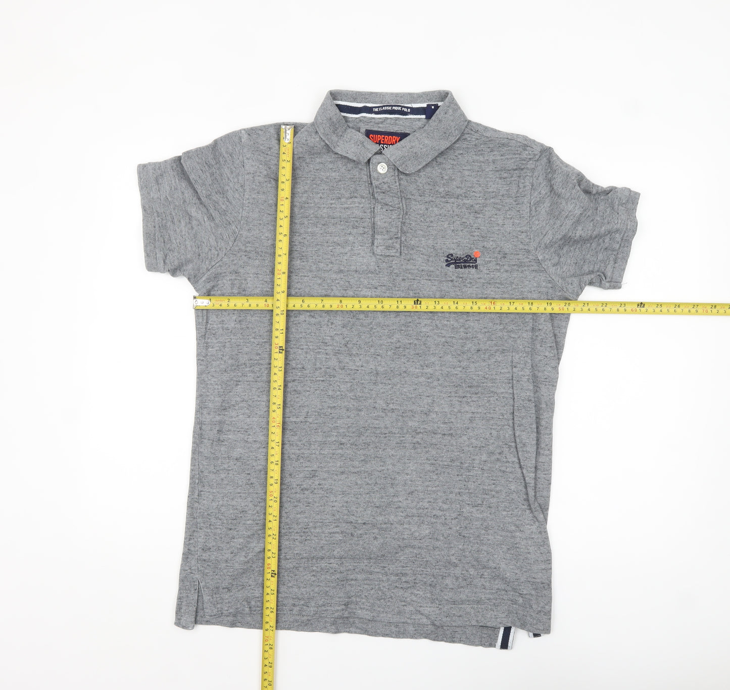 Superdry Men's Grey Classic Piqué Polo Shirt Size L