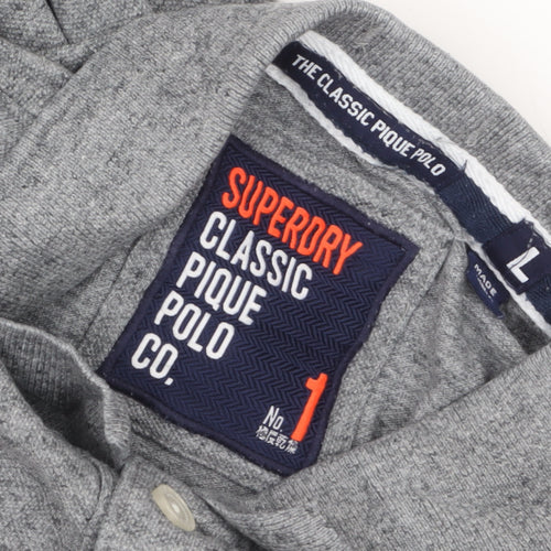 Superdry Men's Grey Classic Piqué Polo Shirt Size L