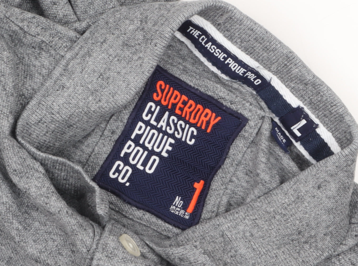 Superdry Men's Grey Classic Piqué Polo Shirt Size L