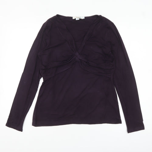 Boden Women’s Purple V-Neck Wrap Jersey Long Sleeve Blouse Size 12