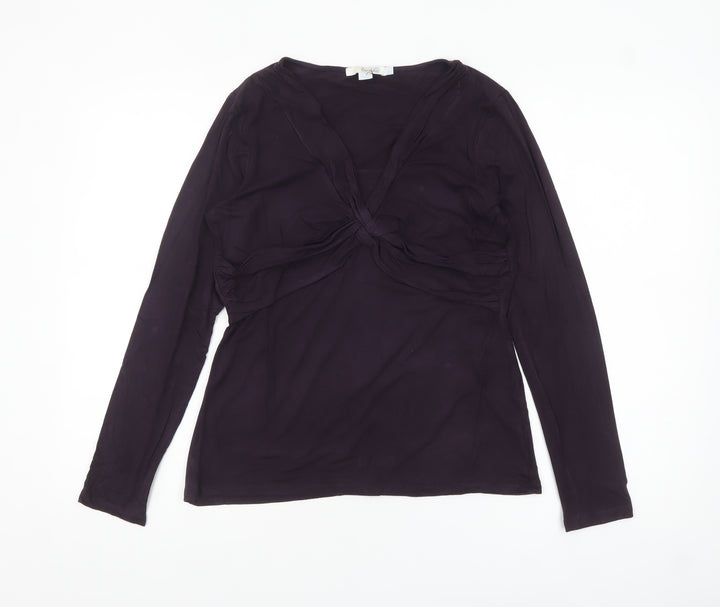 Boden Women’s Purple V-Neck Wrap Jersey Long Sleeve Blouse Size 12