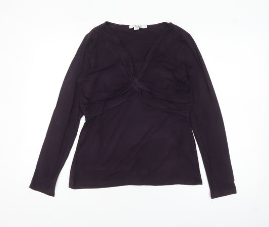 Boden Women’s Purple V-Neck Wrap Jersey Long Sleeve Blouse Size 12