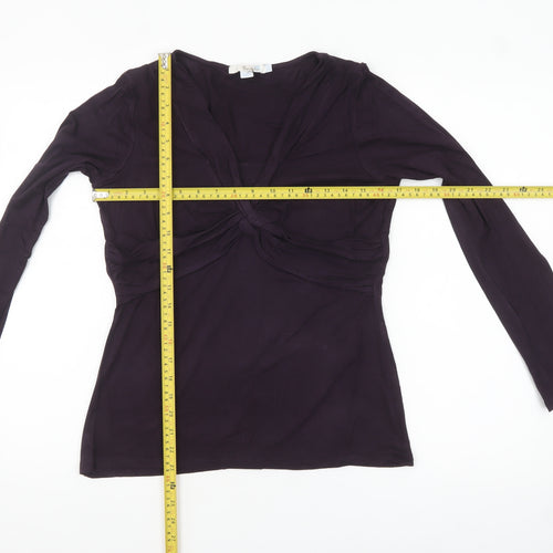 Boden Women’s Purple V-Neck Wrap Jersey Long Sleeve Blouse Size 12