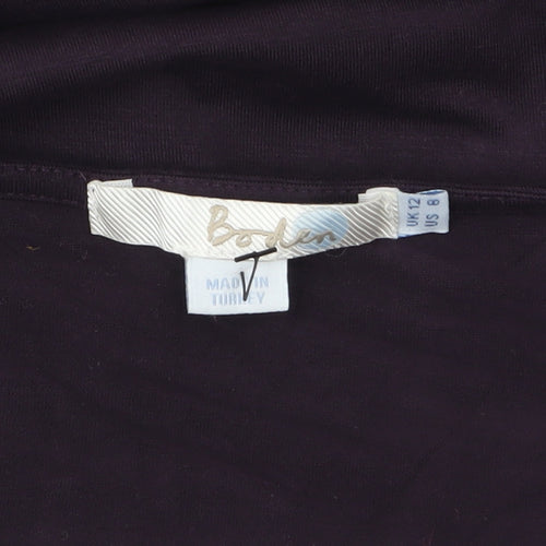 Boden Women’s Purple V-Neck Wrap Jersey Long Sleeve Blouse Size 12