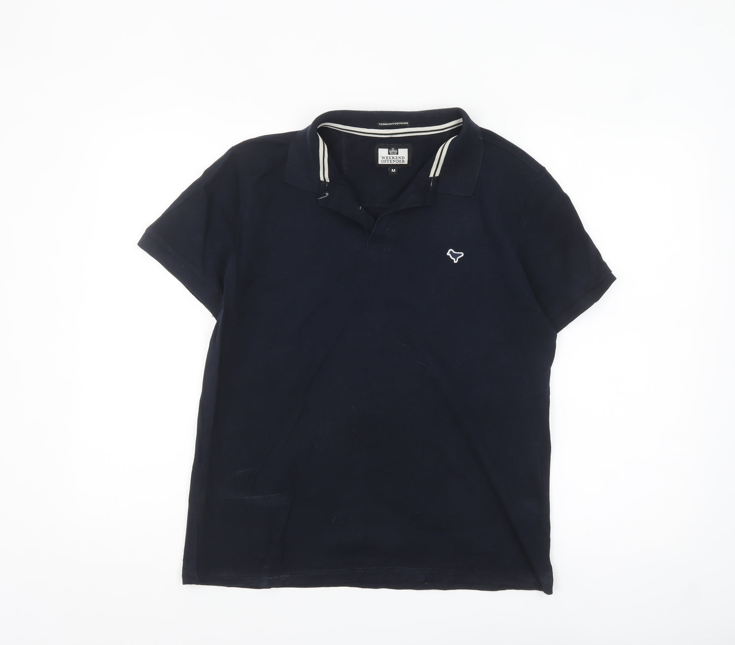 Weekend Offender Unisex Blue Cotton Polo Shirt M Casual Short Sleeve