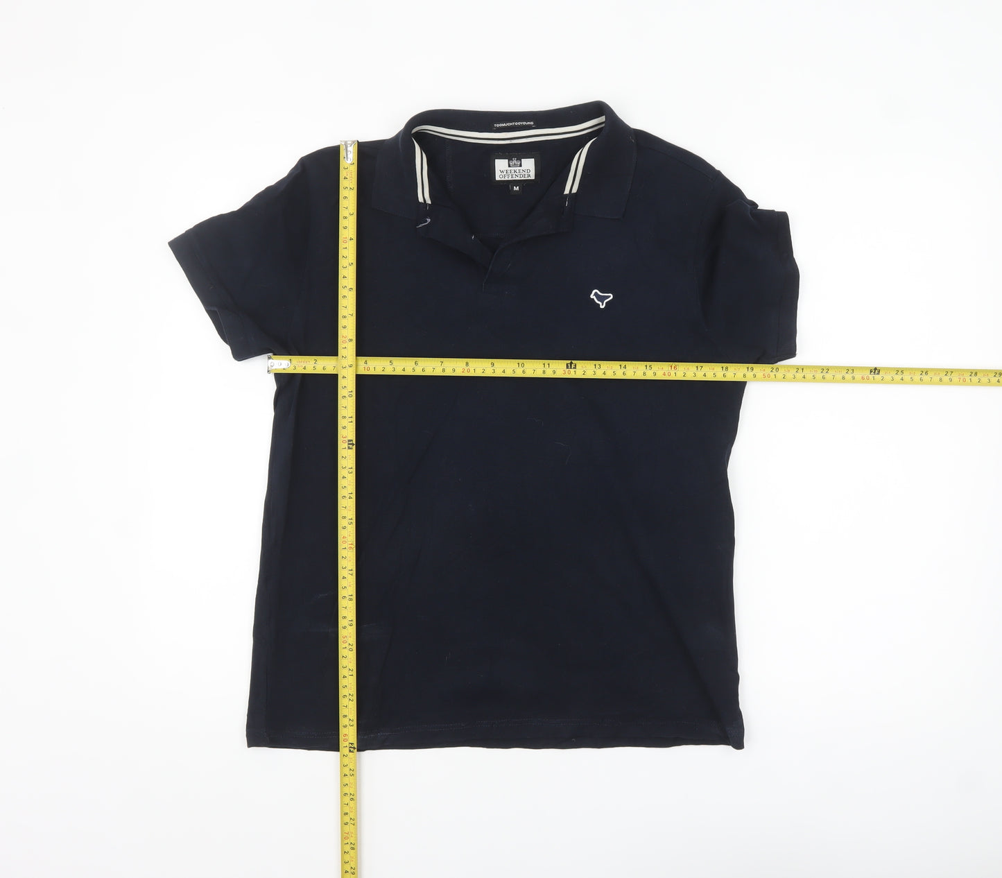 Weekend Offender Unisex Blue Cotton Polo Shirt M Casual Short Sleeve