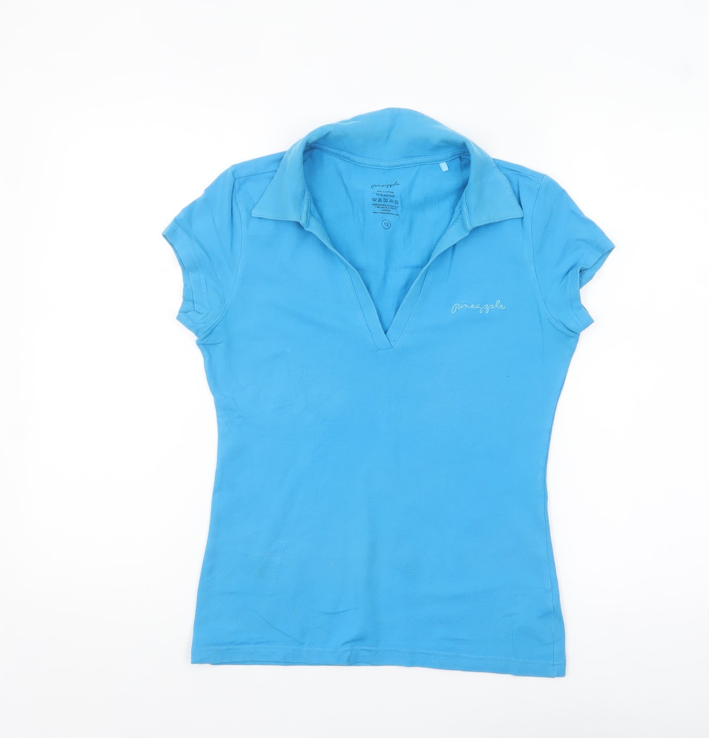 Pineapple Womens Blue Cotton Stretch Polo Shirt Size 12