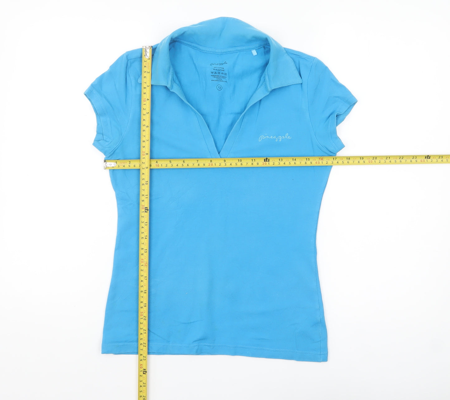 Pineapple Womens Blue Cotton Stretch Polo Shirt Size 12