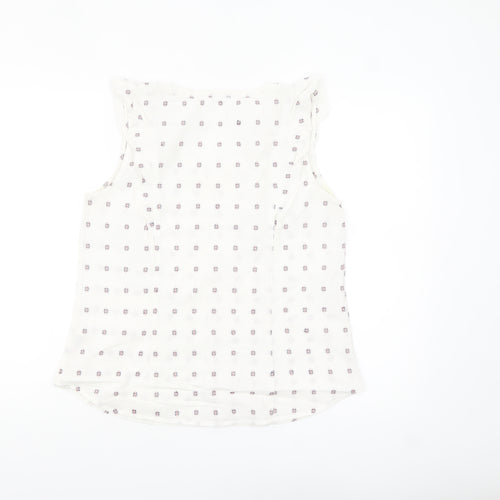 Fat Face Women’s Ivory Ruffle Sleeveless Cotton Tunic Blouse UK 12