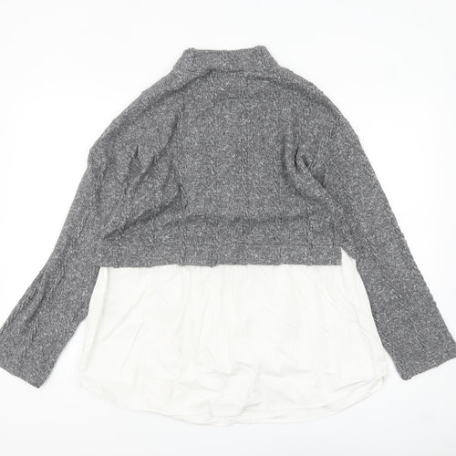 New Look Women's Grey High Neck Knit Jumper UK 16