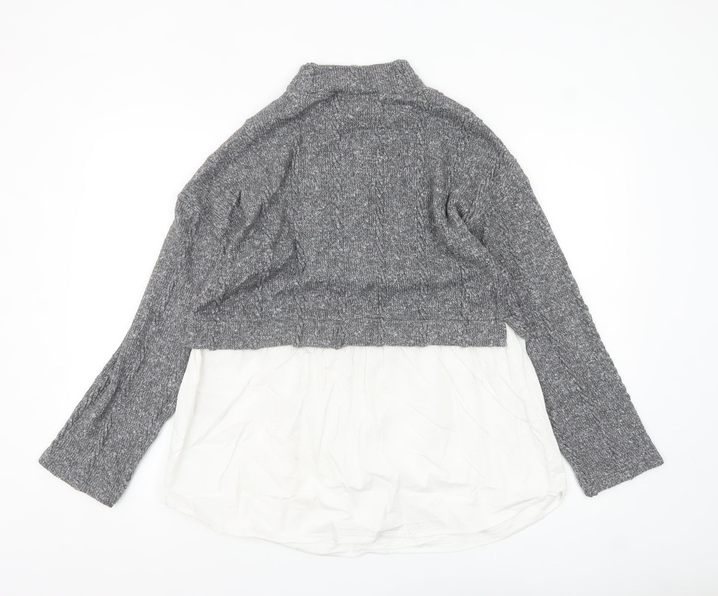 New Look Women's Grey High Neck Knit Jumper UK 16