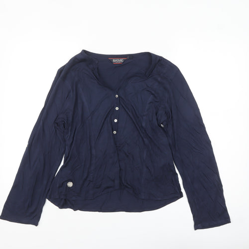 Regatta Great Outdoors Navy Long Sleeve Viscose Button-Up Shirt Womens Size 14
