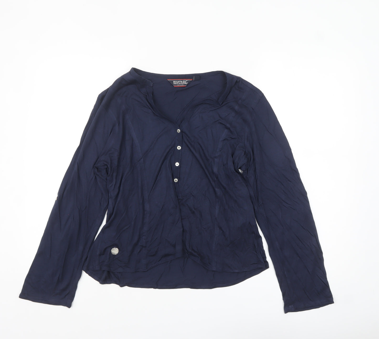 Regatta Great Outdoors Navy Long Sleeve Viscose Button-Up Shirt Womens Size 14