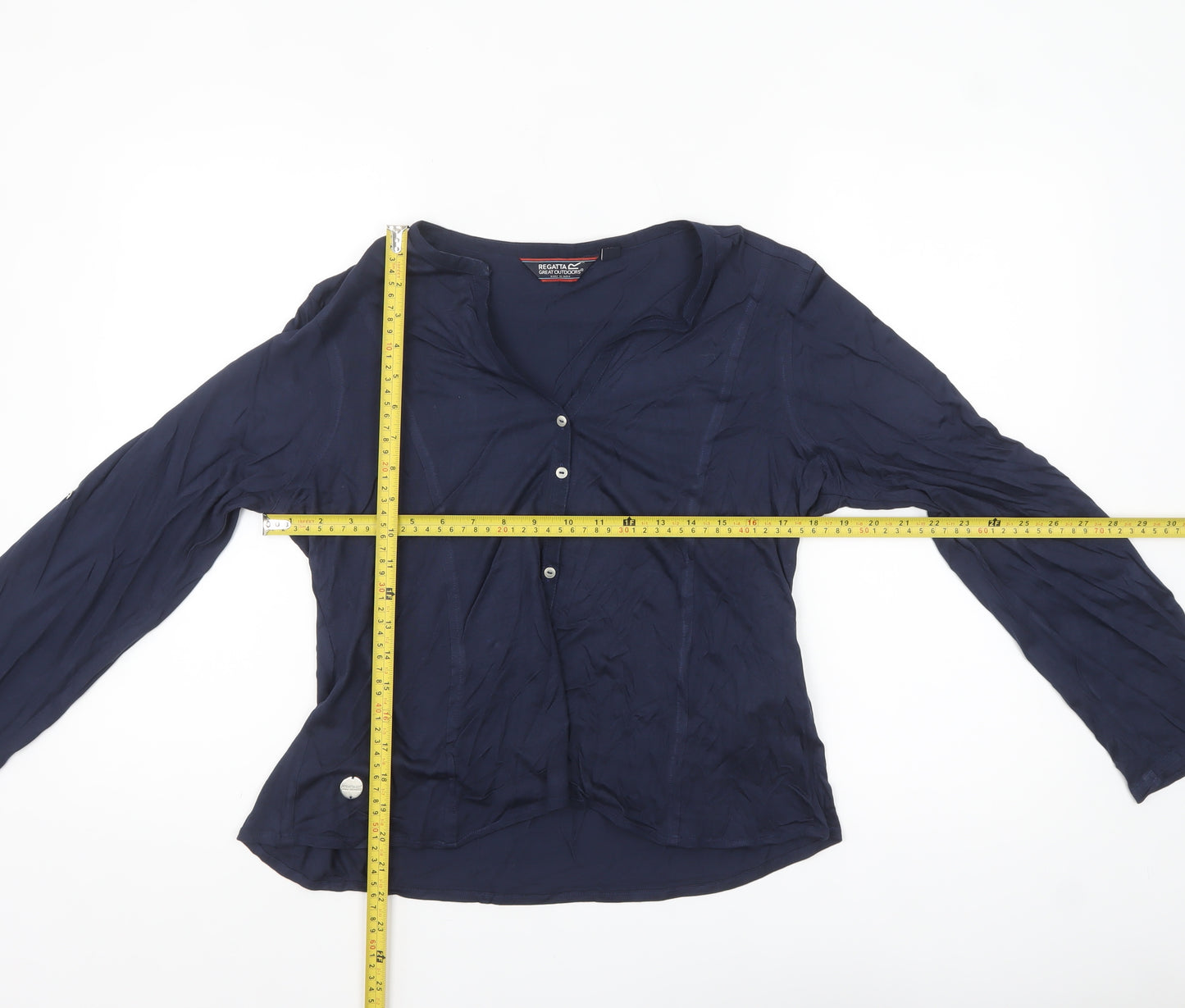 Regatta Great Outdoors Navy Long Sleeve Viscose Button-Up Shirt Womens Size 14