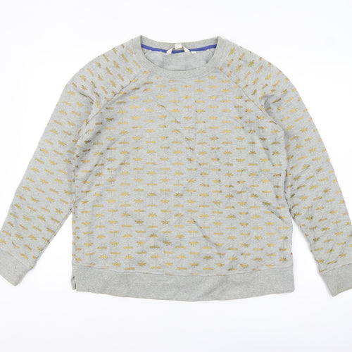 Boden Women's Grey Gold Bee Print Crew Neck Sweatshirt M
