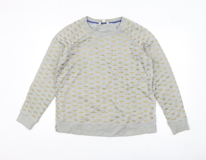 Boden Women's Grey Gold Bee Print Crew Neck Sweatshirt M