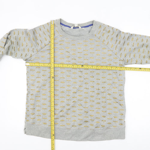 Boden Women's Grey Gold Bee Print Crew Neck Sweatshirt M