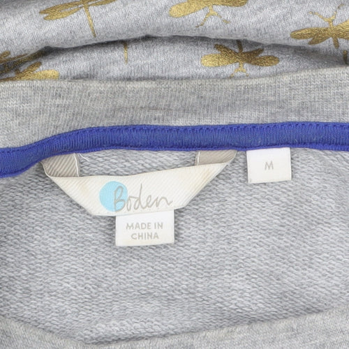 Boden Women's Grey Gold Bee Print Crew Neck Sweatshirt M