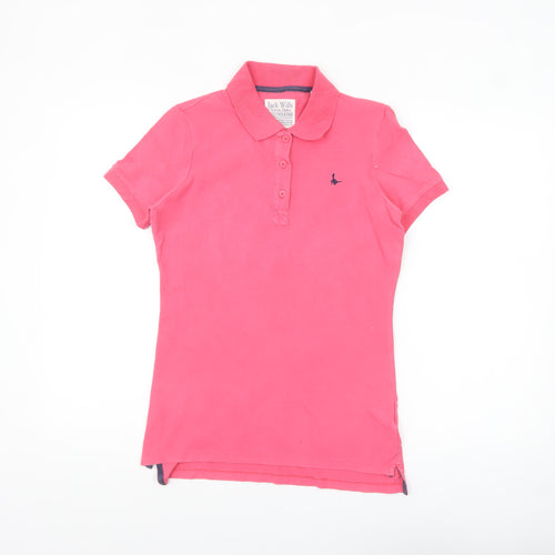 Jack Wills Women's Pink Slim Fit Cotton Polo Shirt UK 10