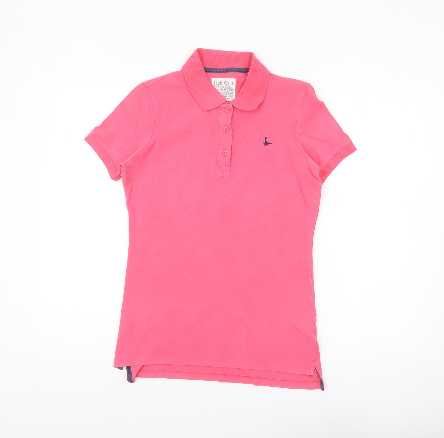Jack Wills Women's Pink Slim Fit Cotton Polo Shirt UK 10