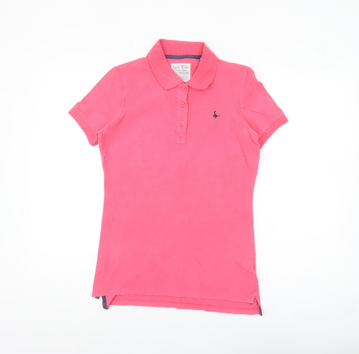 Jack Wills Women's Pink Slim Fit Cotton Polo Shirt UK 10
