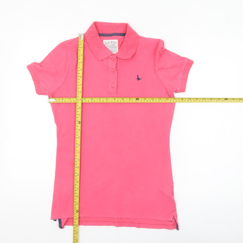 Jack Wills Women's Pink Slim Fit Cotton Polo Shirt UK 10