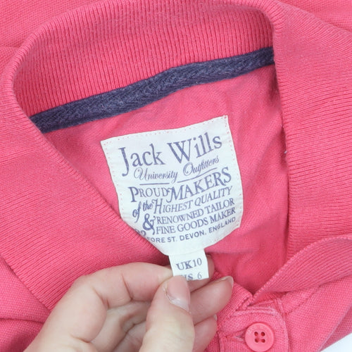 Jack Wills Women's Pink Slim Fit Cotton Polo Shirt UK 10