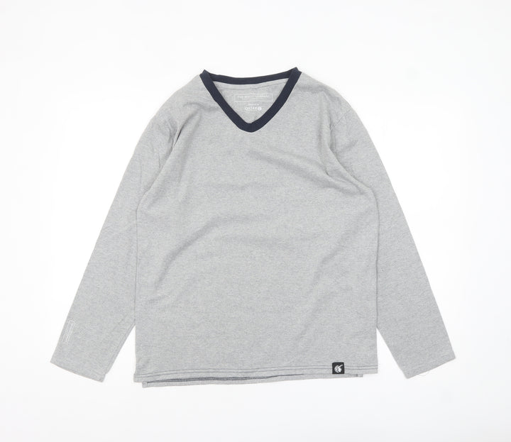 The White Company Men’s Grey Long Sleeve V-Neck Casual Top Size S