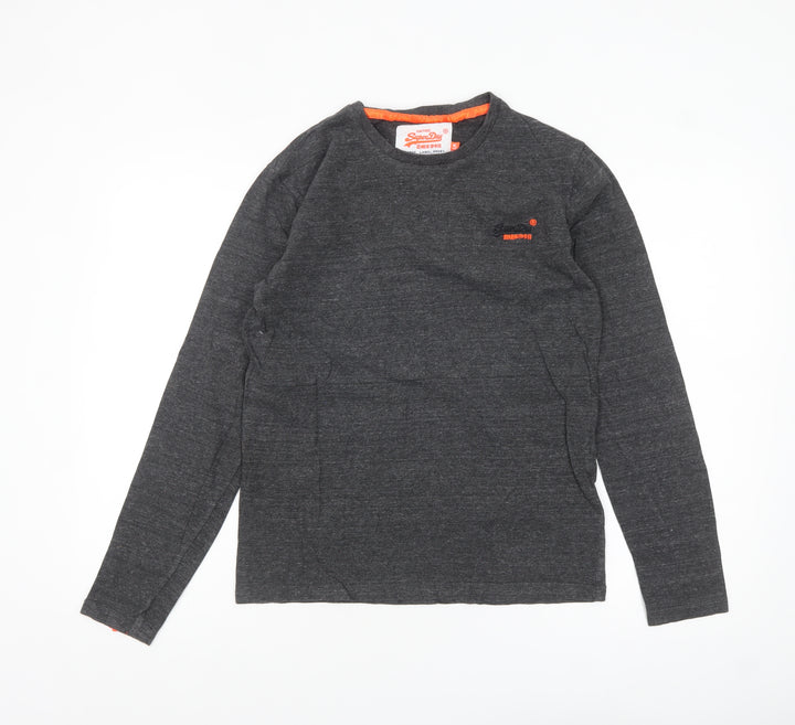Superdry Men's Grey Long Sleeve Cotton Crew Neck Top Size S