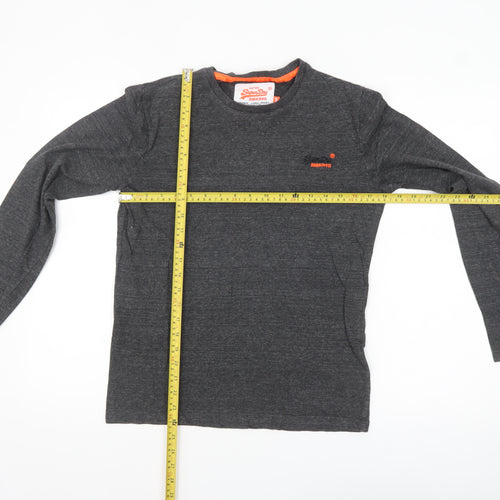 Superdry Men's Grey Long Sleeve Cotton Crew Neck Top Size S